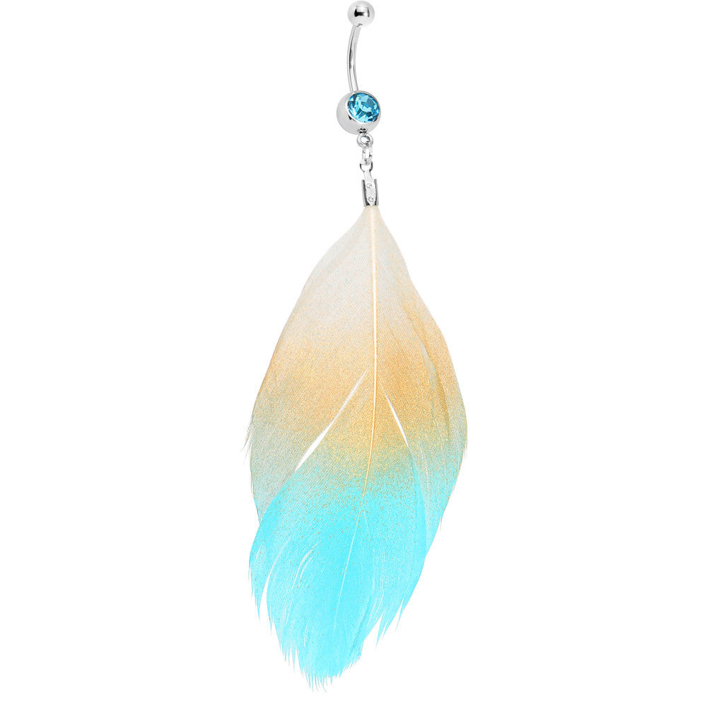 Natural Serenity Feather Dangle Belly Ring