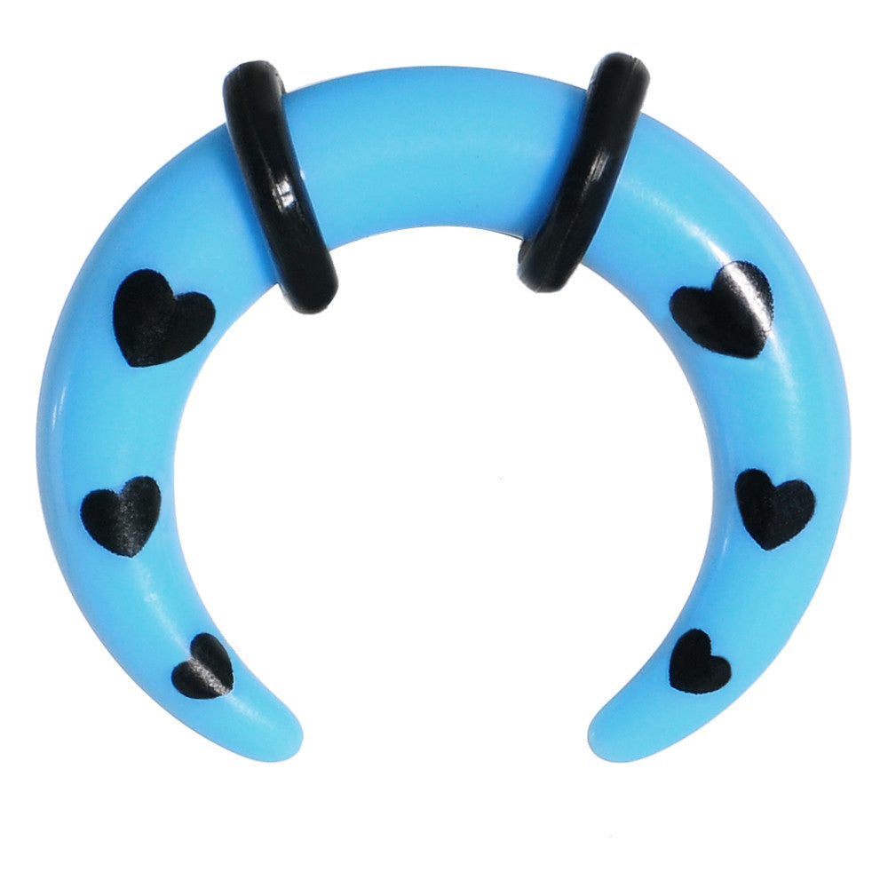 4G Sky Blue Acrylic Black Hearts Buffalo Taper