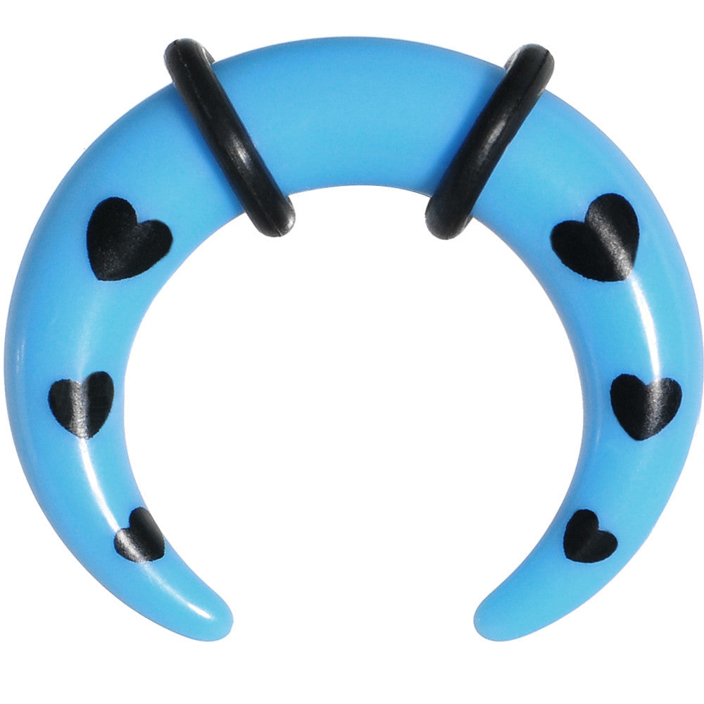 2G Sky Blue Acrylic Black Hearts Buffalo Taper