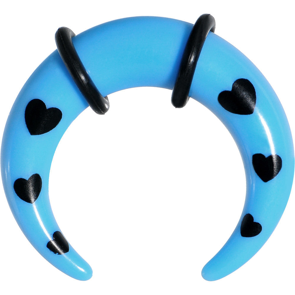 0G Sky Blue Acrylic Black Hearts Buffalo Taper