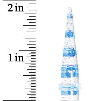 0G Clear Acrylic Glitter Blue Skull Confetti Taper