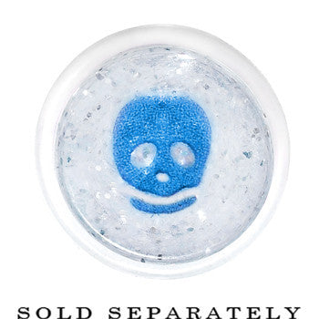 0G Clear Acrylic Glitter Blue Skull Confetti Taper