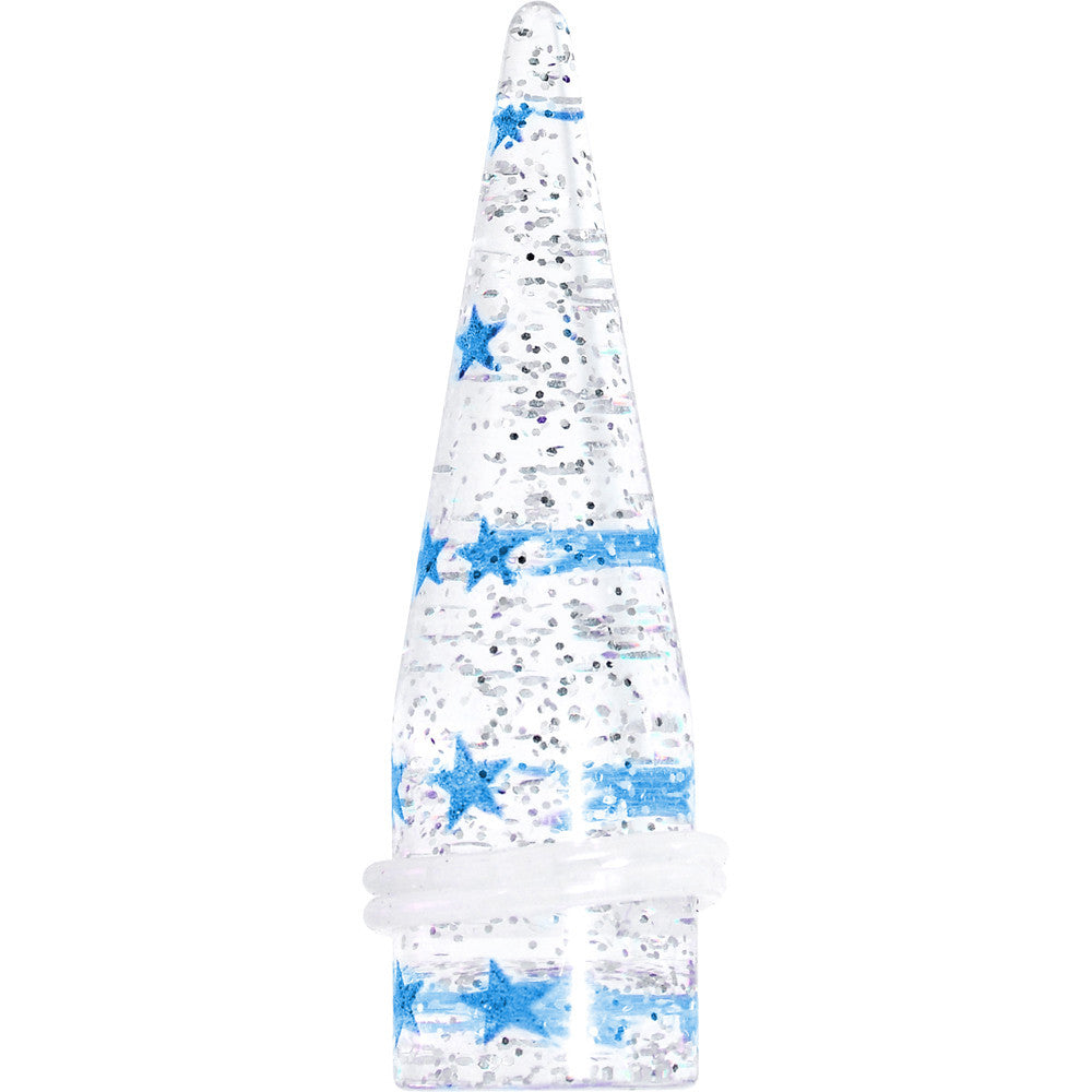 5/8 Clear Acrylic Glitter Blue Star Confetti Taper
