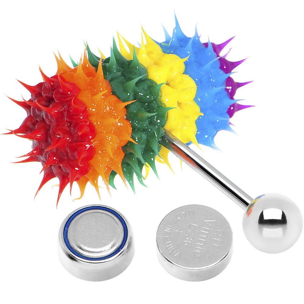 Rainbow Siicone Spike Thrasher LIX Vibrating Tongue Ring Rainbow Siicone Spike Thrasher LIX Vibrating Tongue Ring