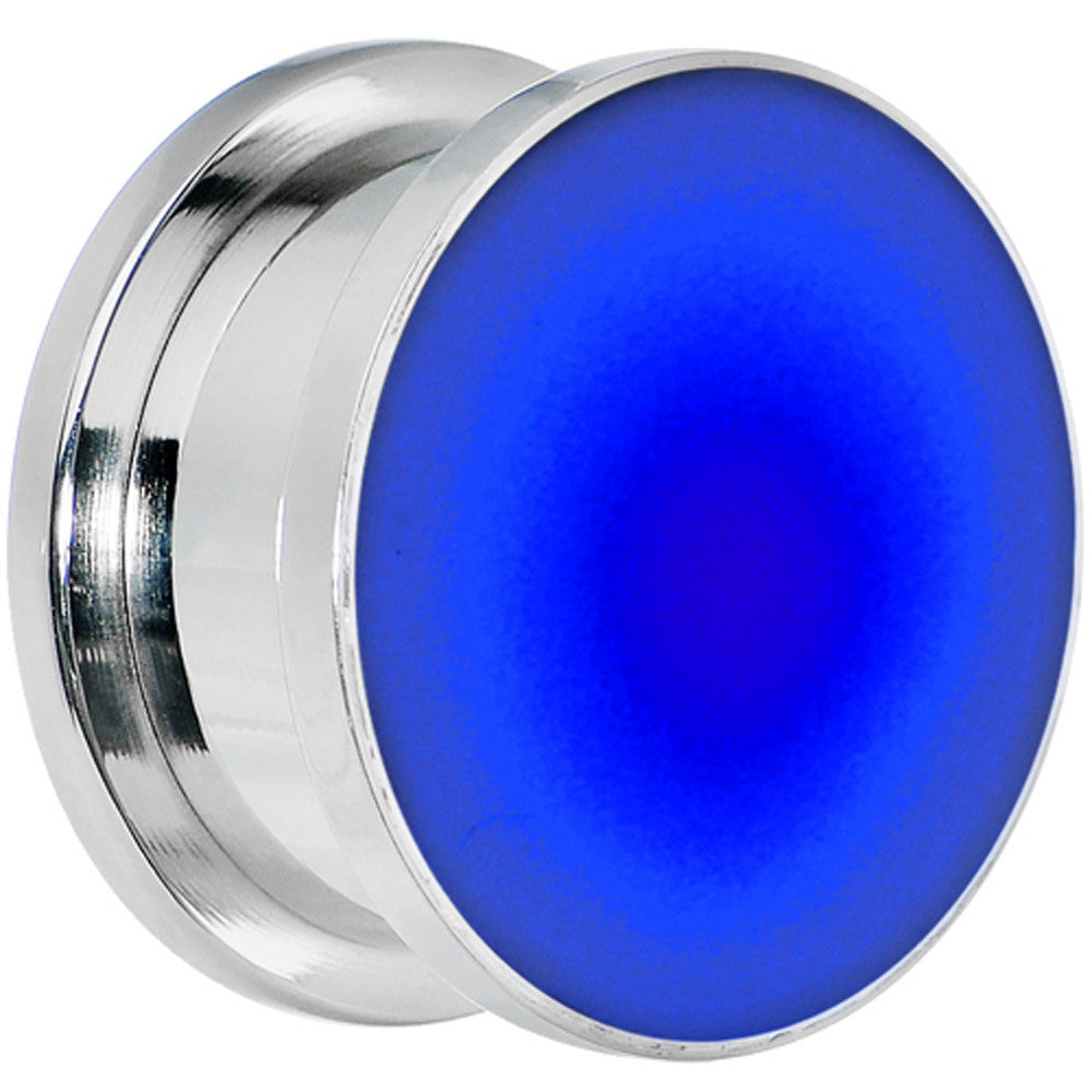 18mm Stainless Steel Blue LED Light Up Screw Fit Plug