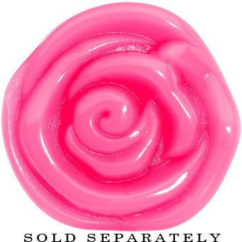 5/8 Pink Rose Flower Acrylic Saddle Plug