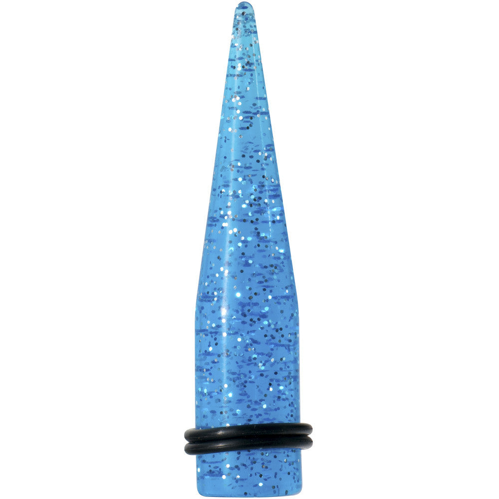 9/16 Blue Acrylic Silver Glitter Taper
