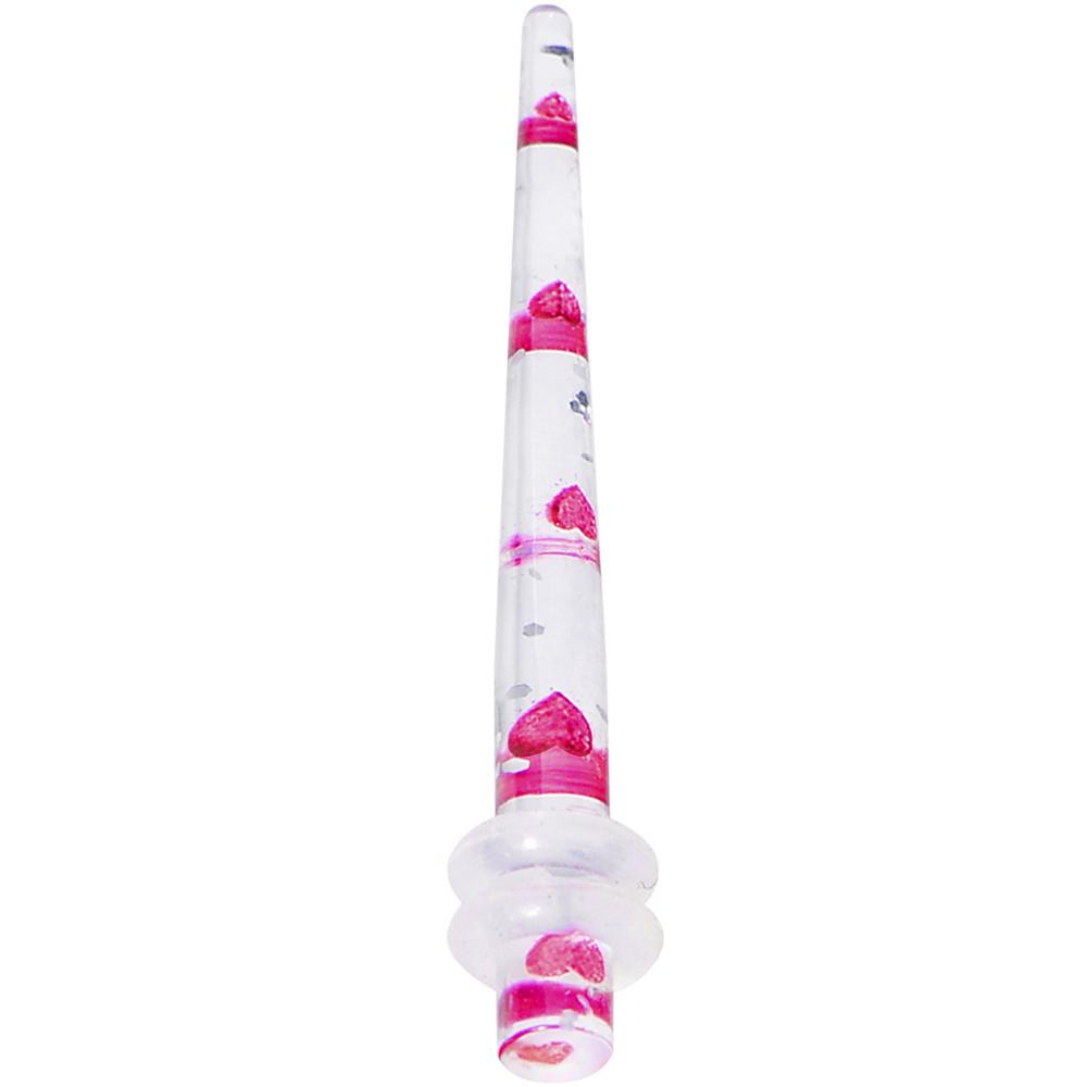 Clear Acrylic Glitter Pink Heart Confetti Taper 8G to 16mm