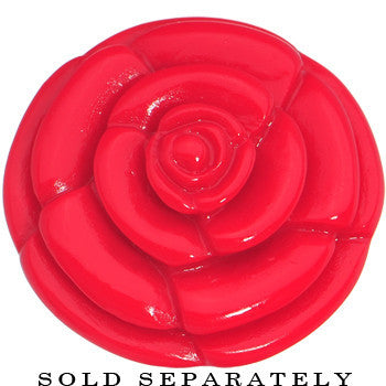 7/8 Red Blooming Rose Flower Single Flare Plug