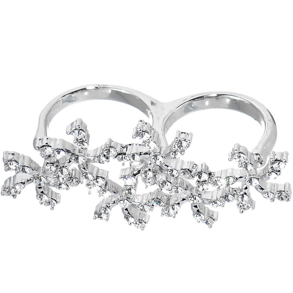 Crystalline Star Spangled Double Finger Ring