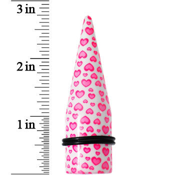 20mm White Acrylic Pink Heart Logo Taper