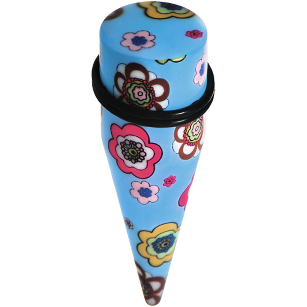 20mm Blue Acrylic Retro Flower Logo Taper