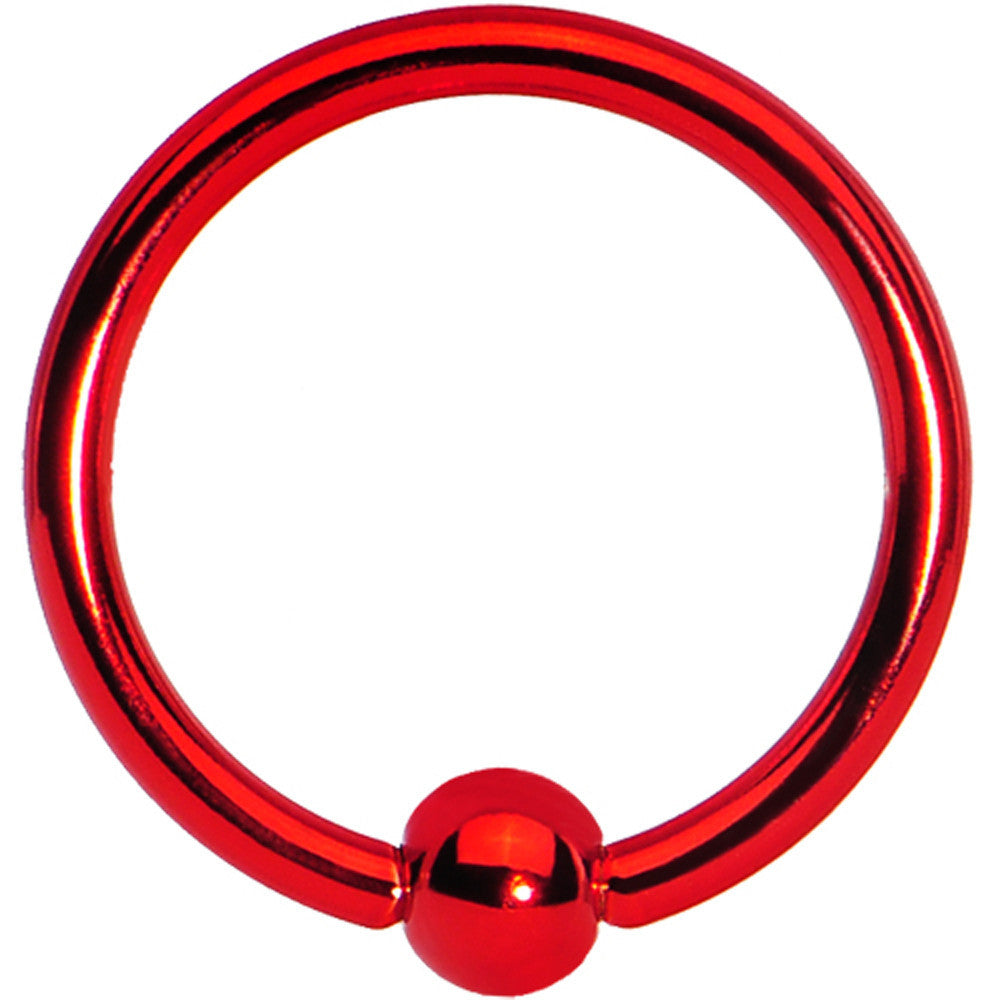 16 Gauge Red Titanium Captive Ring 3/8 3mm