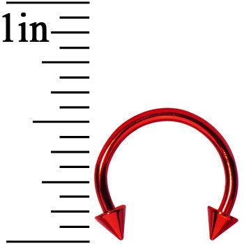 16G Red Titanium Spike Horseshoe Circular Barbell 3/8