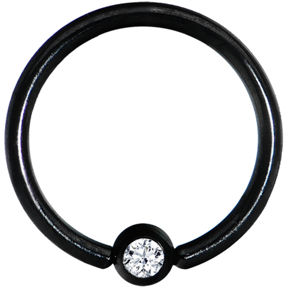 16G 3/8 Clear Crystal Black Titanium BCR Captive Ring