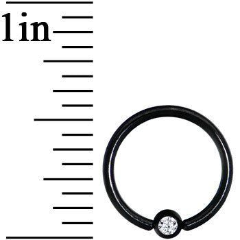 16G 3/8 Clear Crystal Black Titanium BCR Captive Ring