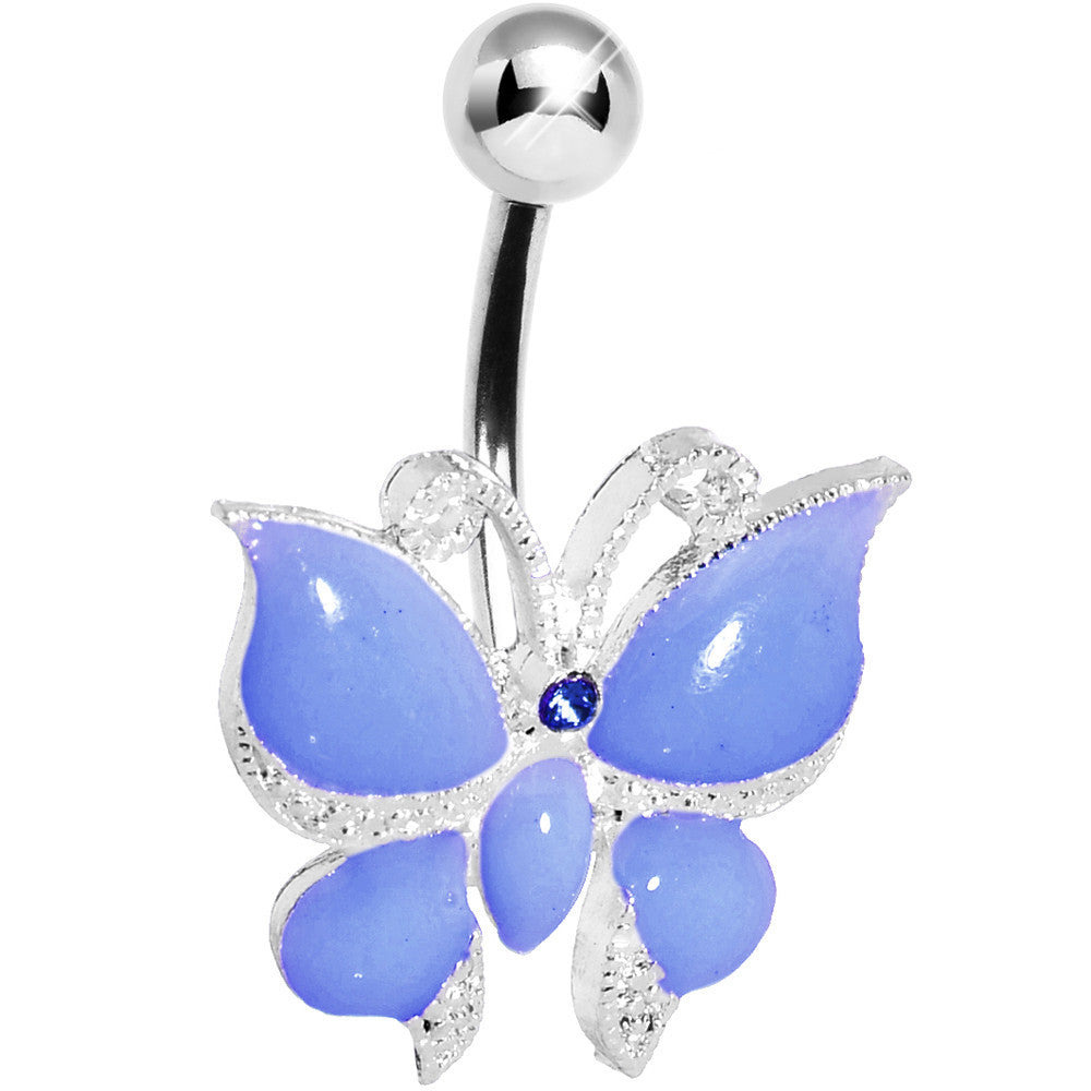 Lilac Gem Graceful Butterfly Belly Ring