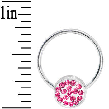 16G 5/8 Pink Gem Circle Crystal Ice Captive Ring
