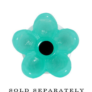 5/8 Acrylic Aqua Flower Saddle Plug