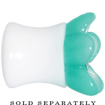 5/8 Acrylic Aqua Flower Saddle Plug