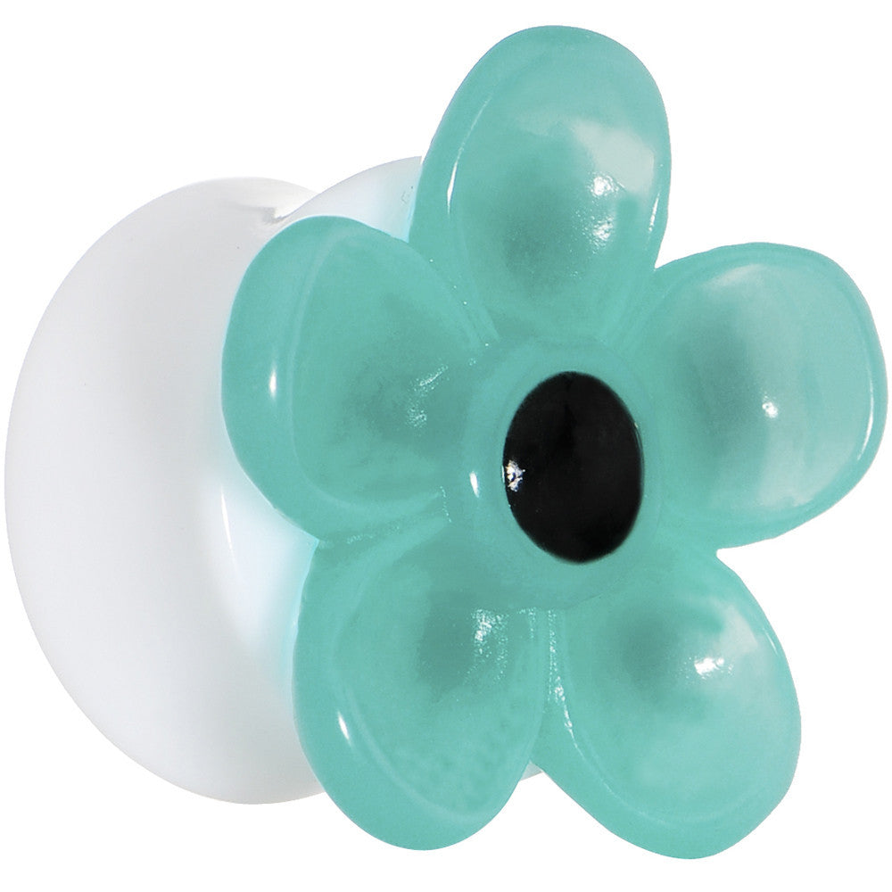 20mm Acrylic Aqua Flower Saddle Plug