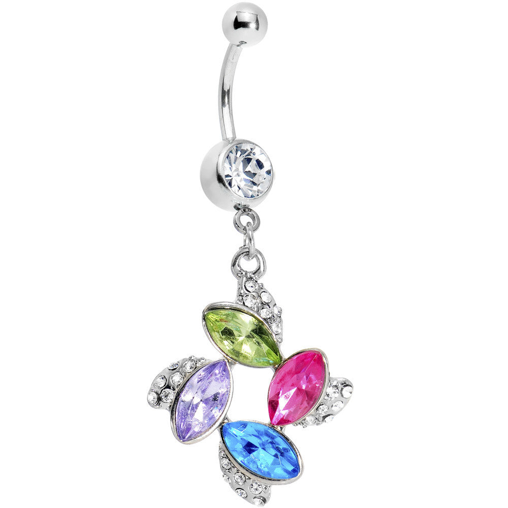 Multi Gem Pastel Vine Circle Dangle Belly Ring