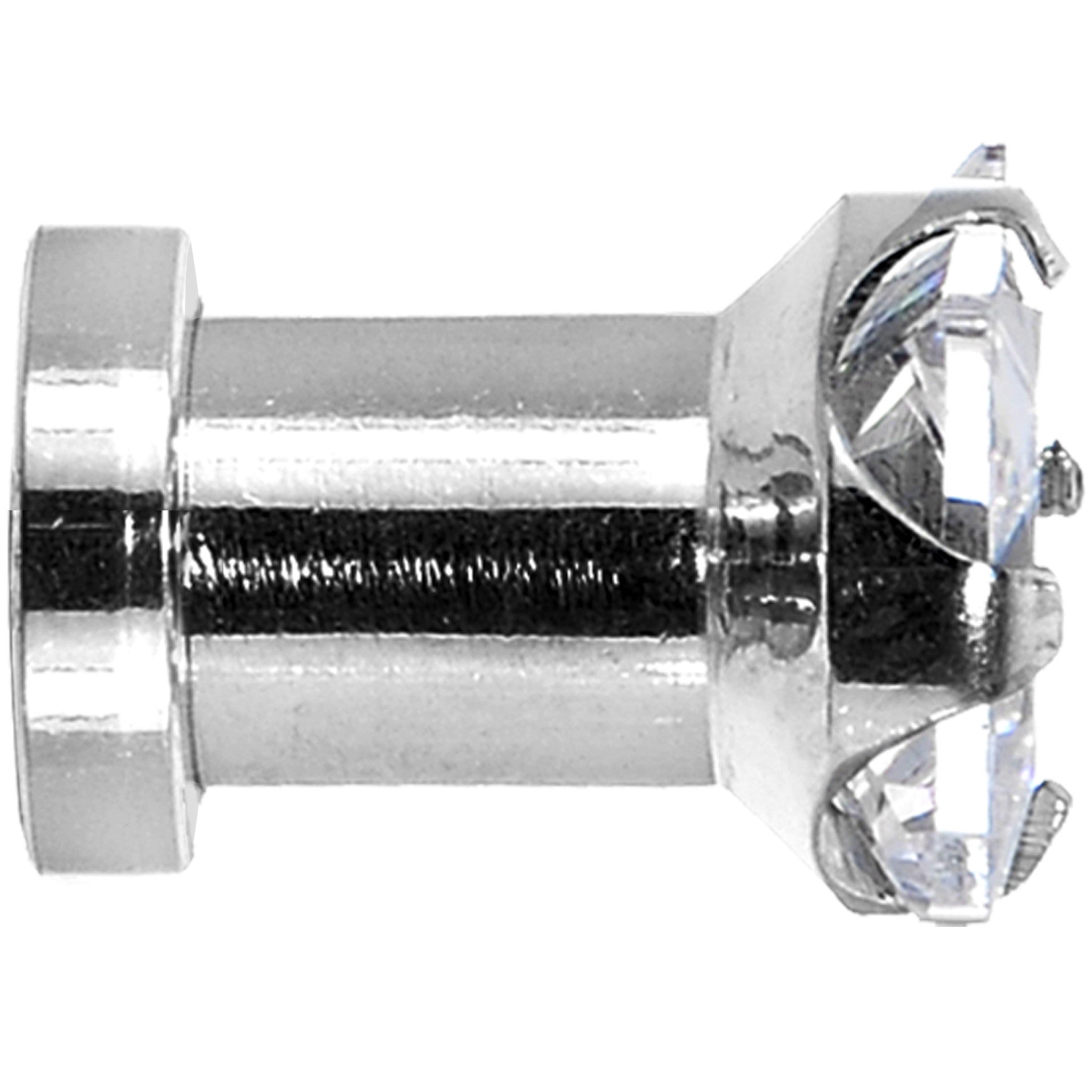 4G Stainless Steel Clear Square CZ Screw Fit Tunnel