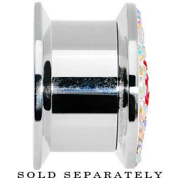 9/16 Stainless Steel Aurora Gem Red Heart Screw Fit Plug