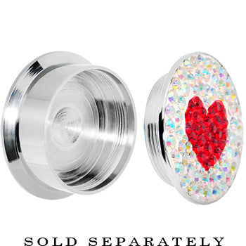 18mm Stainless Steel Aurora Gem Red Heart Screw Fit Plug