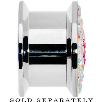 9/16 Stainless Steel Aurora Gem Pink Heart Screw Fit Plug