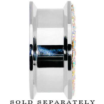 7/8 Stainless Steel Aurora Gem Pink Heart Screw Fit Plug