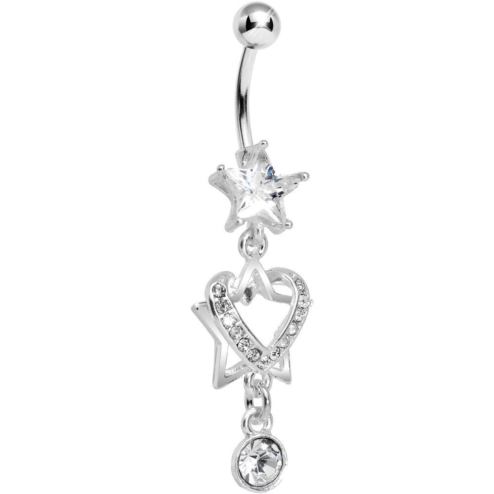 Crystalline Gem Heart of a Star Drop Belly Ring