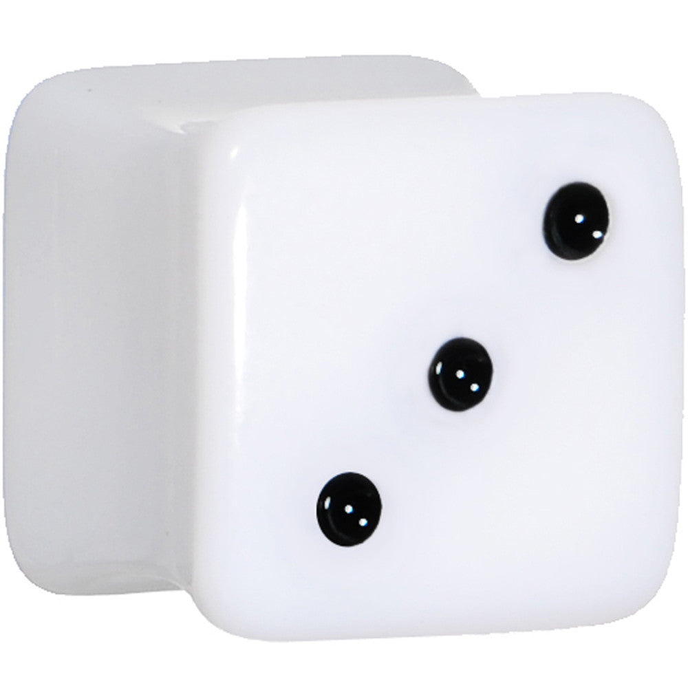 00G White Acrylic Square Dice Saddle Plug