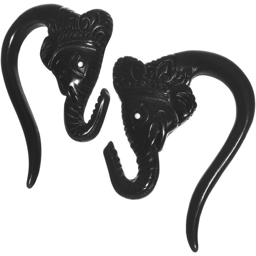 6G Black Acrylic Lucky Elephant Hanger Plug Set