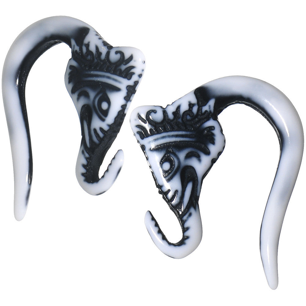 8G Antique White Acrylic Lucky Elephant Hanger Plug Set