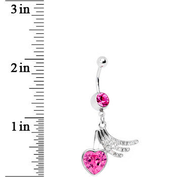 Pink Gem Heart Trails Belly Ring