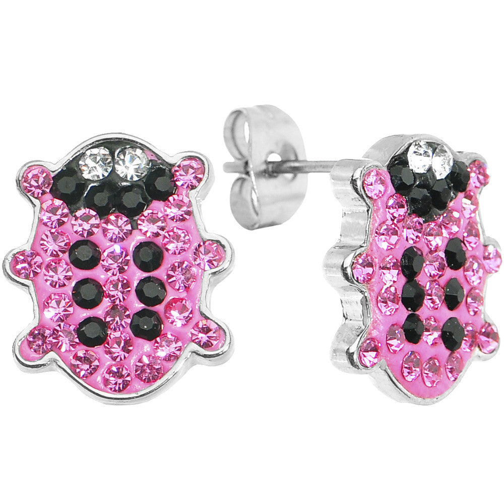 Pink Ferido Crystal Snuggle Bug Stud Earrings