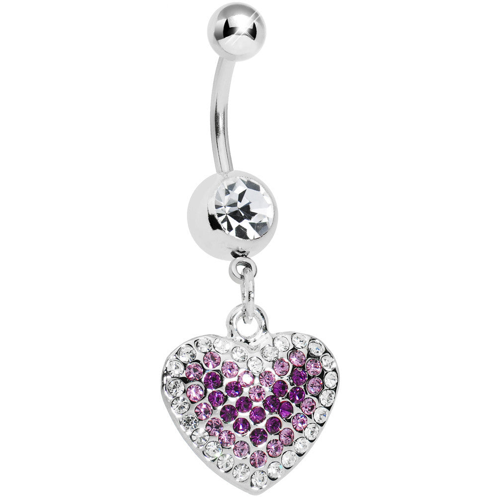 Crystalline Gem Violet Paved Heart Belly Ring