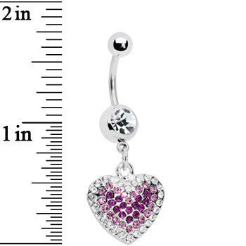 Crystalline Gem Violet Paved Heart Belly Ring