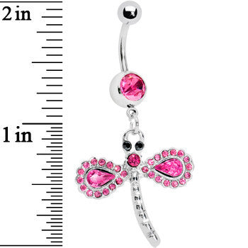 Pink Gem Fancy Wing Dragonfly Belly Ring