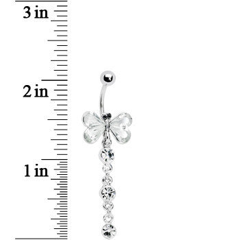 Crystalline Gem Tri Drop Butterfly Belly Ring