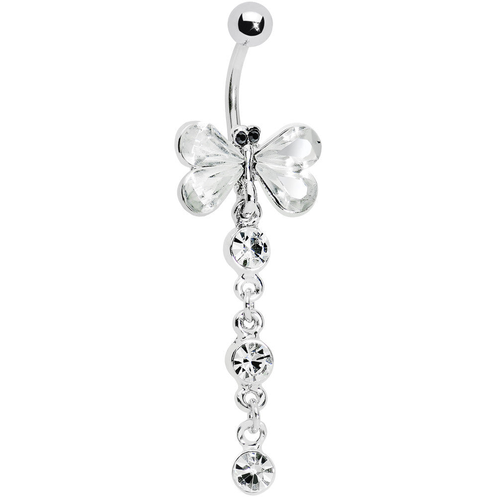 Crystalline Gem Tri Drop Butterfly Belly Ring