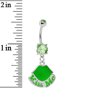 Green Gem Kiss Me Lips Belly Ring