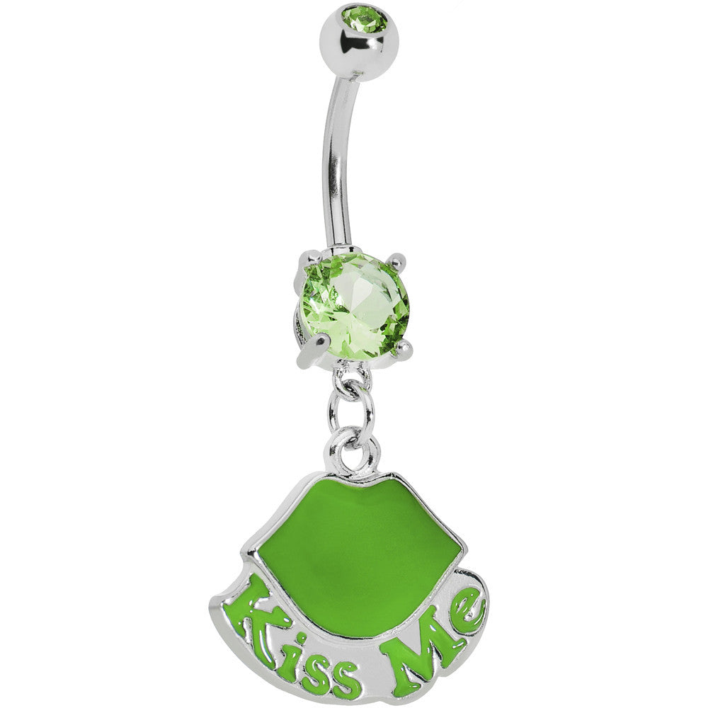 Green Gem Kiss Me Lips Belly Ring