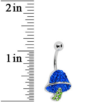Green Blue Gem Paved Mushroom Belly Ring