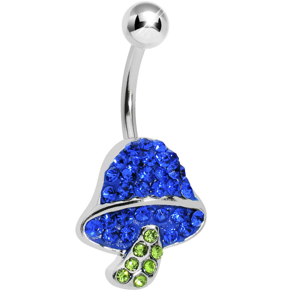 Green Blue Gem Paved Mushroom Belly Ring