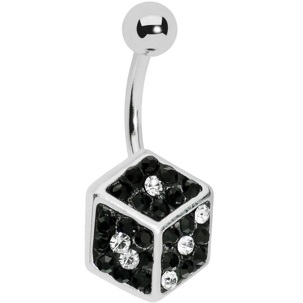 Black Gem Paved Dice Belly Ring