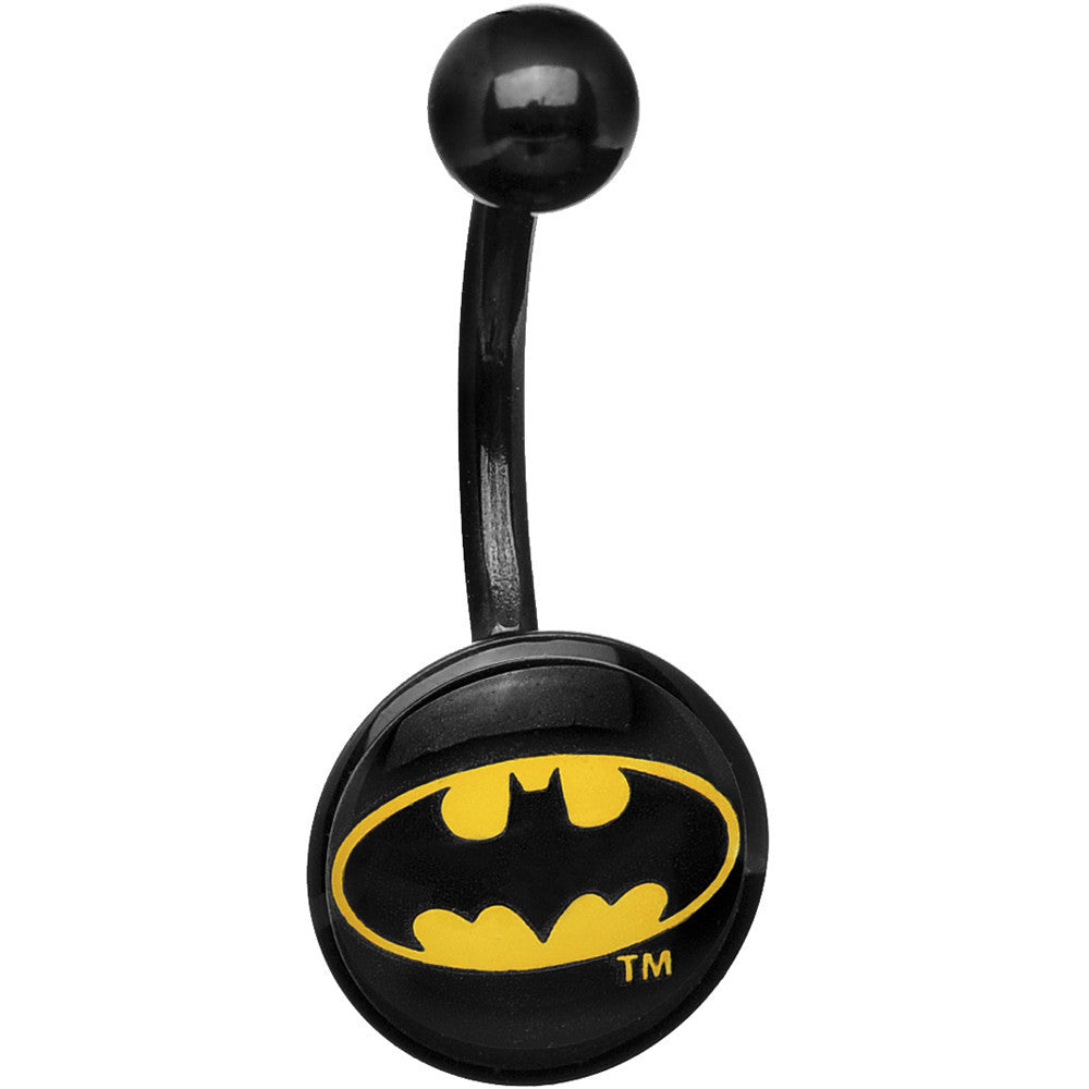 Black Acrylic Batman Logo Belly Ring