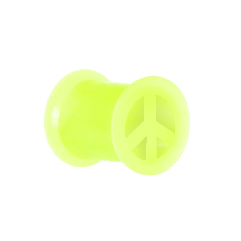 Neon Yellow Silicone Peace Sign Tunnel 0G to 14mm