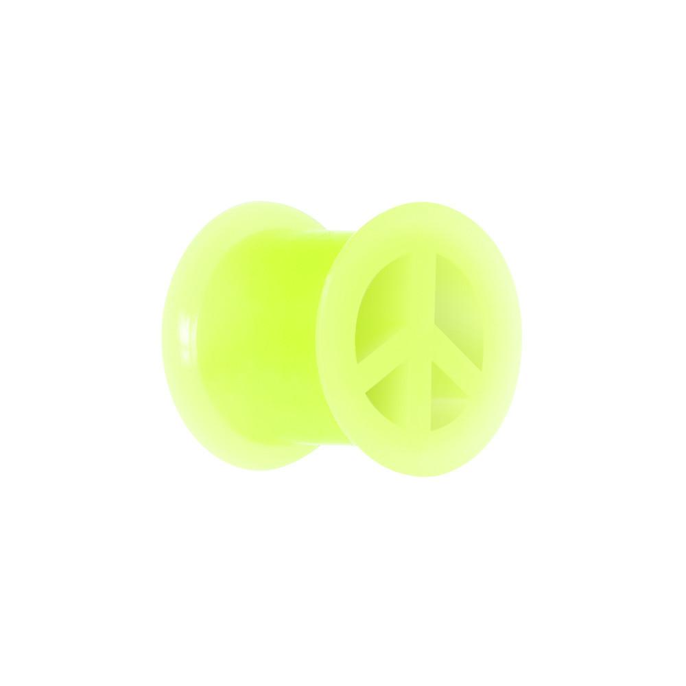 Neon Yellow Silicone Peace Sign Tunnel 0G to 14mm